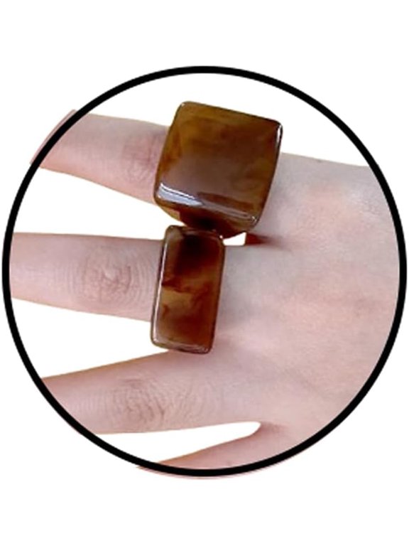 Resin Chunky Ring Set for Women, Multicolor Acrylic Knuckle Rings Vintage Plastic Stackable Rings Set Y2k Aesthetic Statement Midi Ring Thick Dome Finger Jewelry
