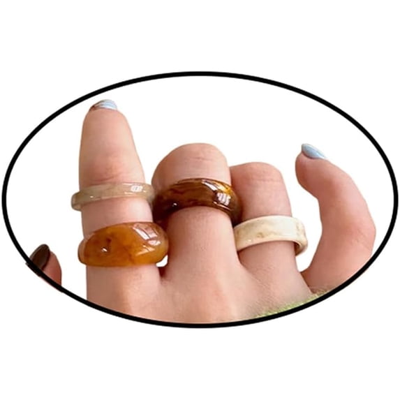 Resin Chunky Ring Set for Women, Multicolor Acrylic Knuckle Rings ...