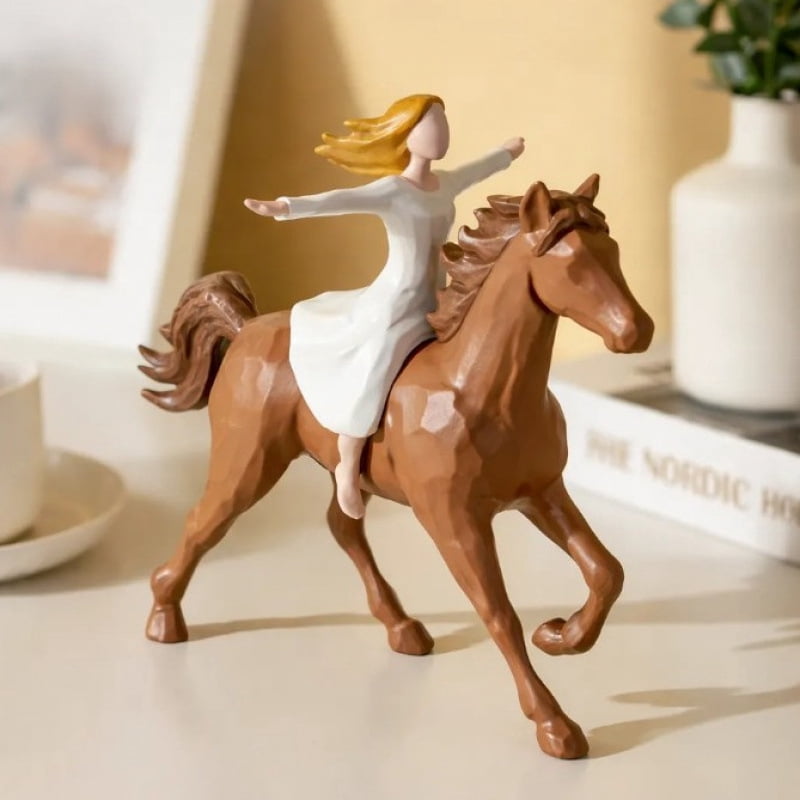 Resin Cool Horse Rider Figurine - Inspirational Gifts for Women, Girls & Equestrian Lovers - Horse Statues Home Decor for Birthday, Memorial
