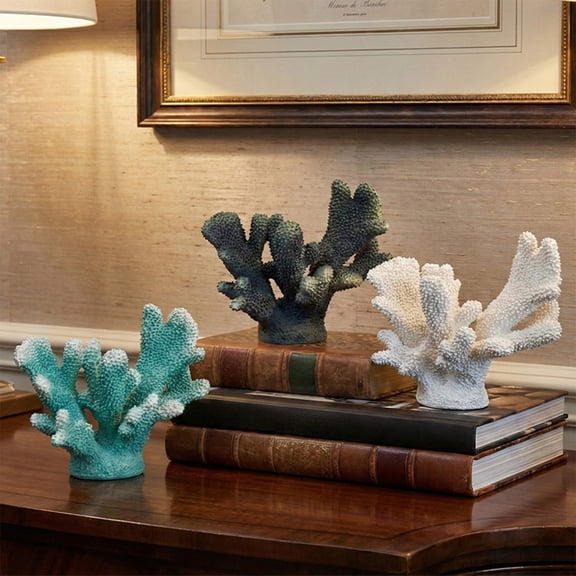 Resin Coral Decor Ornament Handmade Artisan Crafted Sculpture Elegant Natural Look For Coastal Beach House Decor And Modern Home Accent