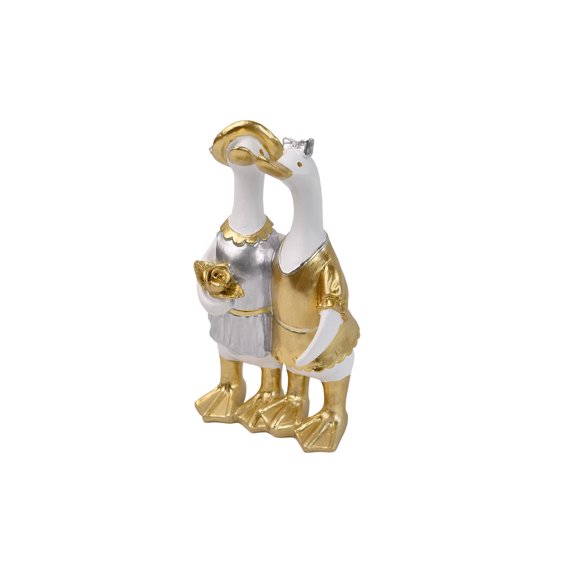 Resin Couples Duck Figurines for Home Decor – Modern White Decorative Pieces for Living Room, Office, and Tabletop Displays