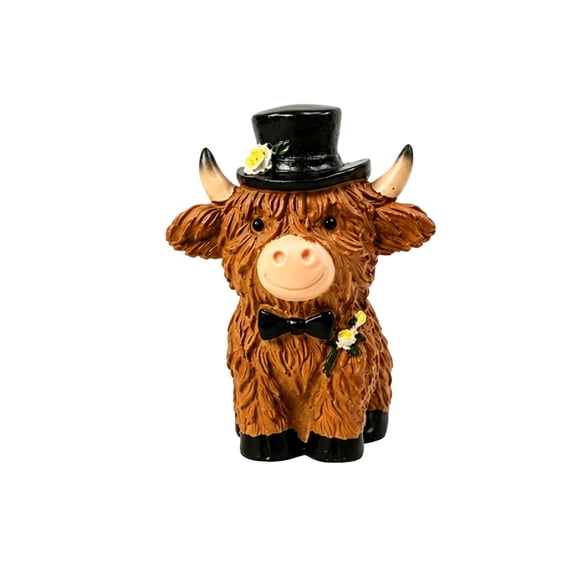 Resin Cow Figurines, Wedding Tabletop Ornament, Floral Calf Statue, Bride Groom Cow Decor, Hand Craft Resin Mini Sculpture For Kitchen Shelf Mantel Wedding Farmhouse Interior Decoration