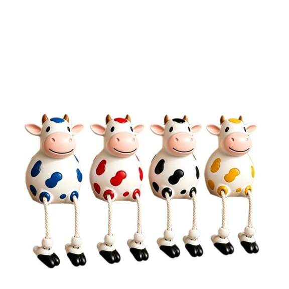 Resin Cow Shelf Sitter Dangling Legs Figurine Farm Animal Desk Decor For Home Office And Garden Display