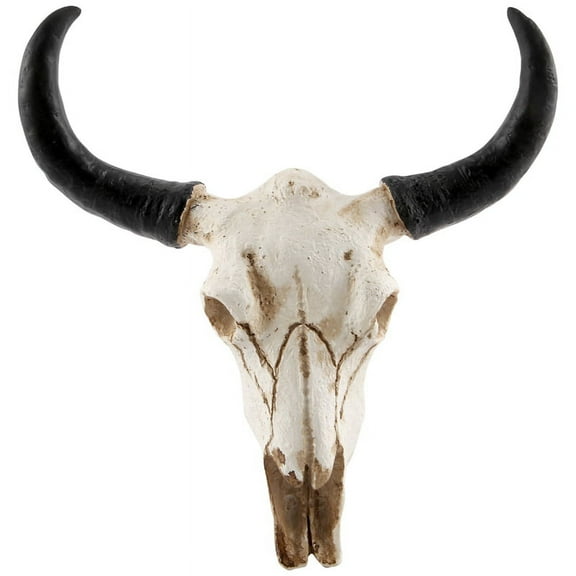 Resin Cow Skull Head Wall Hanging Decor 3D Animal Wildlife Sculpture Figurines Crafts Horns for Home Halloween Decor