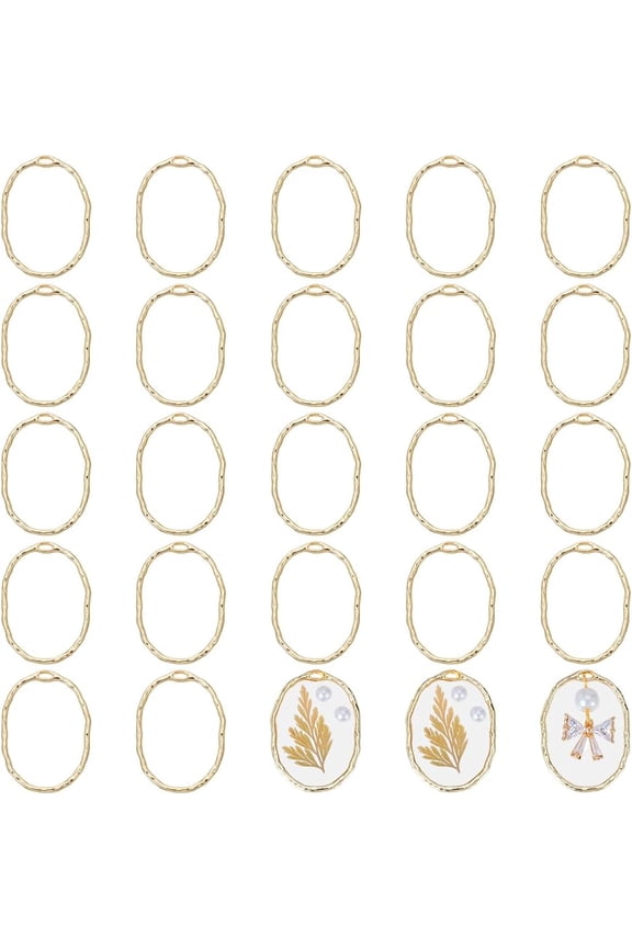 Resin Craft Bezels Open Frame Bezels Alloy Open Back Bezel Hollow Frame Pendants for Resin Jewelry Making Craft for DIY Oval