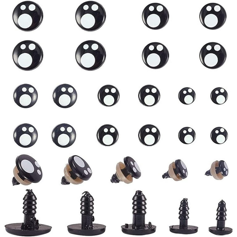 10 5 Pairs X 24mm Safety Eyes in Black Plastic for Doll, Crochet, Plushies  