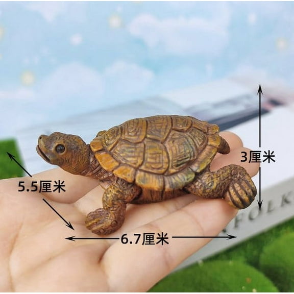 HOOWIFFY Dark Brown Resin Turtle Figurine, Realistic Animal Sculpture Decorative Model for Home, Office, Desk, Shelf Display
