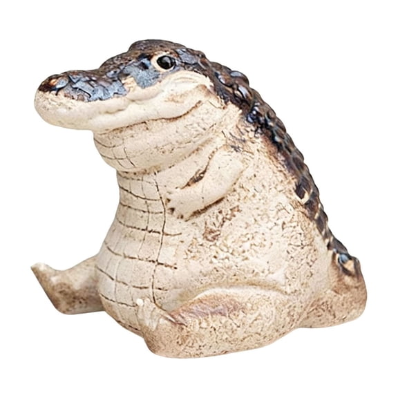 Resin Crocodile Ornament, Handmade Simulation Animal Tea Pet for Desktop, Fish Tank Decor, Zen Desk Accessory, Creative Mini Figurine for Home & Aquarium Landscape