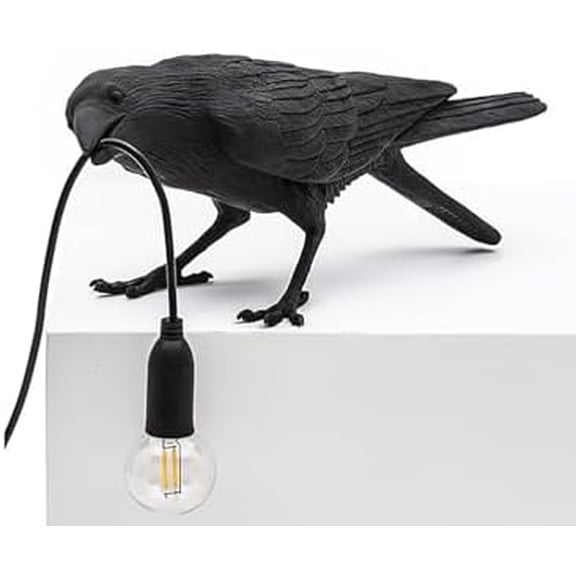 Resin Crow Table Lamps Desk Lamp,Gothic Raven Birds Lighting Black Bird Wall Sconce Decor with E14 Bulb & Plug in Cord,Mordern Art Deco Light Fixtures for Living Room Bedroom Office Decoration