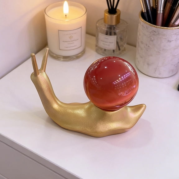 Resin Crystal Ball Base, Handcrafted Snail Sculpture Ornament Stand for Home Desk Decor