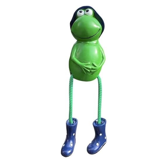 Resin Dangling Leg Frog Figurine With Rain Boot Accent Whimsical Design For Home Decor Shelf Display And Playful Accents,Blue