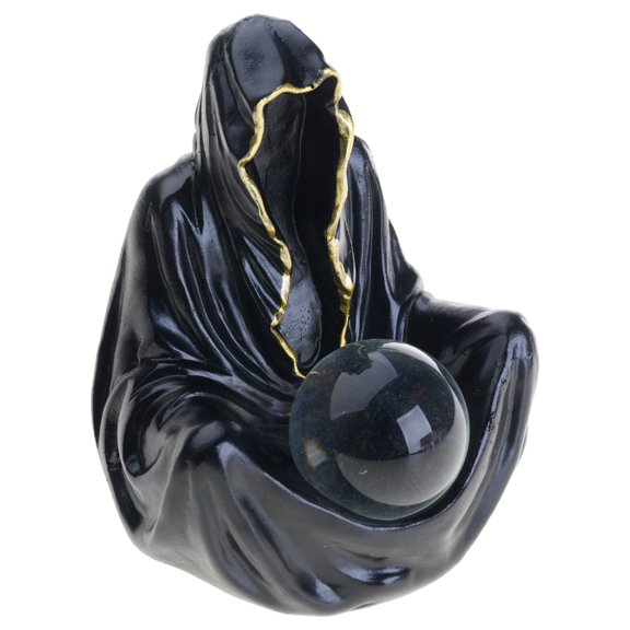 Resin Death God Sculpture Crystal Balls with Floating Bats Tabletop Ornament for Collectors & Party Decor