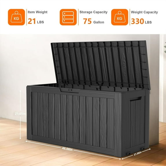 Resin Deck Box, Lockable Patio Outdoor Storage Box for Furniture, Garden Tools and Tools Storage, Waterproof Outside Storage Boxes