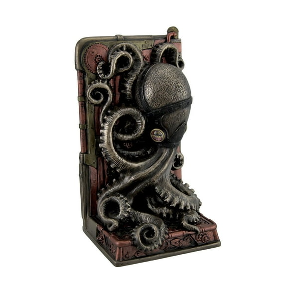 Resin Decorative Bookends Steampunk Octopus Bronze Finished Single Bookend 3.75 X 8 X 4.5 Inches Bronze