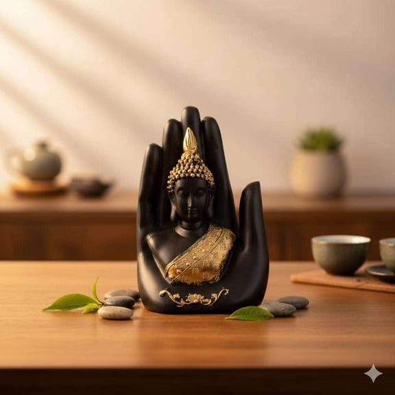 Resin Decorative Idol with Hand Design Base – Matte Finish Showpiece for Table Décor – Compact & Elegant Home and Office Decoration