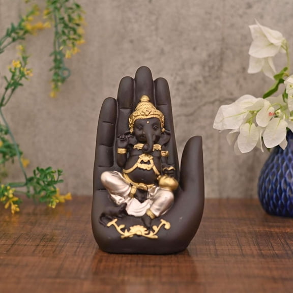 Resin Decorative Idol with Hand Design Base – Matte Finish Table Decor Showpiece – Compact & Stylish for Home, Office & Gifting