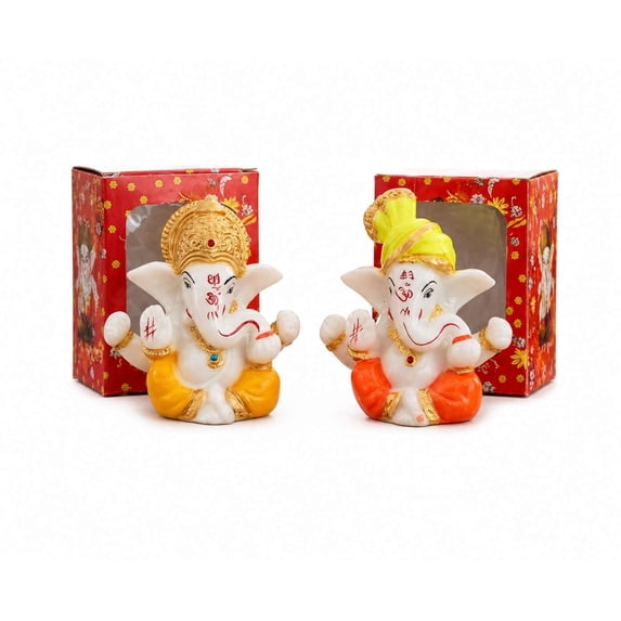 Resin Decorative Mini Idol Set – Multicolor Finish Table Decor Pieces with Gift Box – Lightweight & Durable Design for Home & Office Decoration (Set of 2)