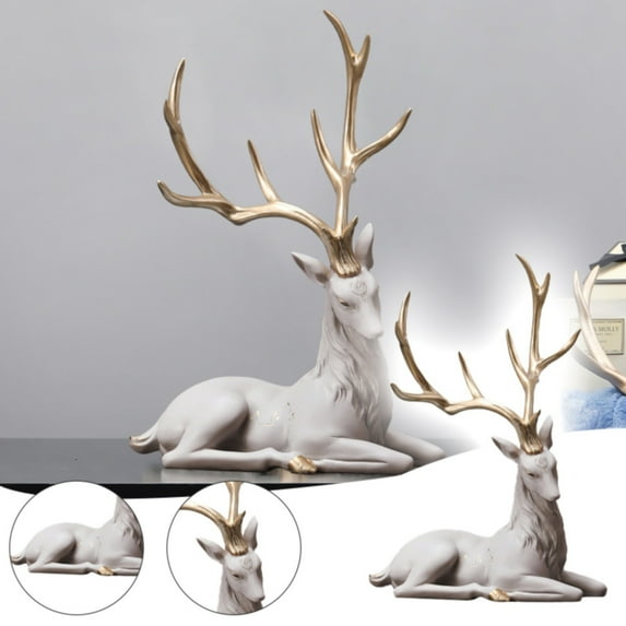 Resin Deer Christmas Decoration Reindeer Ornaments Sculpture for Bedroom Living Room Desk Gifts Light 1*Decoration Clearance!