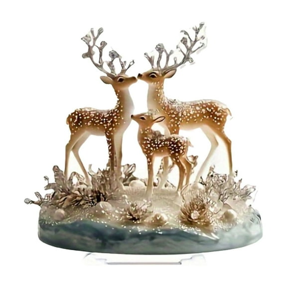 Resin Deer Family Figurine Sculpture for Home Decor Living Room Office Desk Tabletop Ornament Art Craft Gift Collectible