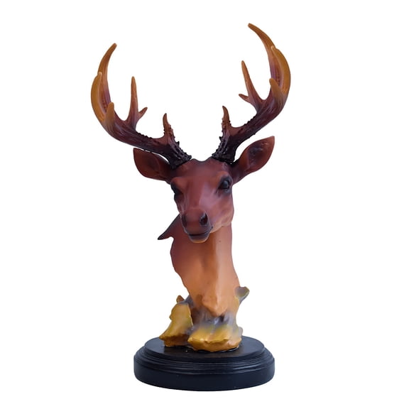 Resin Deer Figurine, Large Durable Deer Head Statue, Colorful Deer Statue Sculptures, Portable Funny Deer Ornament for Home Office Table Decoration, Mantle Cabinet Desktop Decor, 20.5x11x28cm