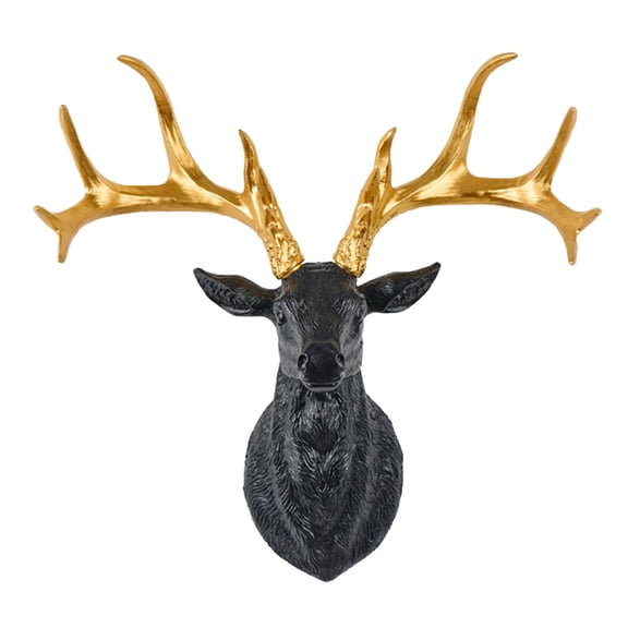 Resin Deer Head Wall Hanging Sculpture, Retro Wall Mounted Animal Head Decor for Home Porch Restaurant Bar, Small Statue Decoration for Living Room Bedroom Hotel