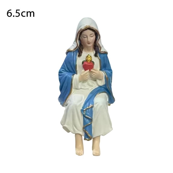 Resin Desk Companion Figurine,Hand Painted I Am with You Always Christ Statue,Handmade Sitting Design JesusChrist Statue,J-esus Figurine for Christian Car Dashboard Home Office