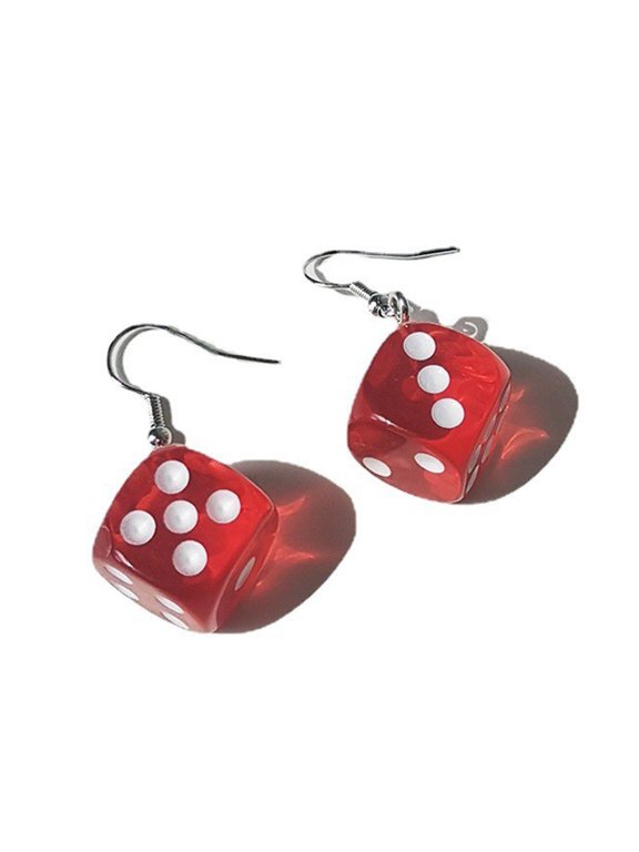 Resin Dice-Earrings Cool Funny Cubic Dice-Geometric Earrings Aesthetic Cube-Dice Night Club Party Jewelry Decor
