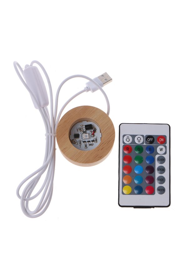 ✪ Resin Display Wood LED 12Colors RGB Adjustable Light Base with Remote Control