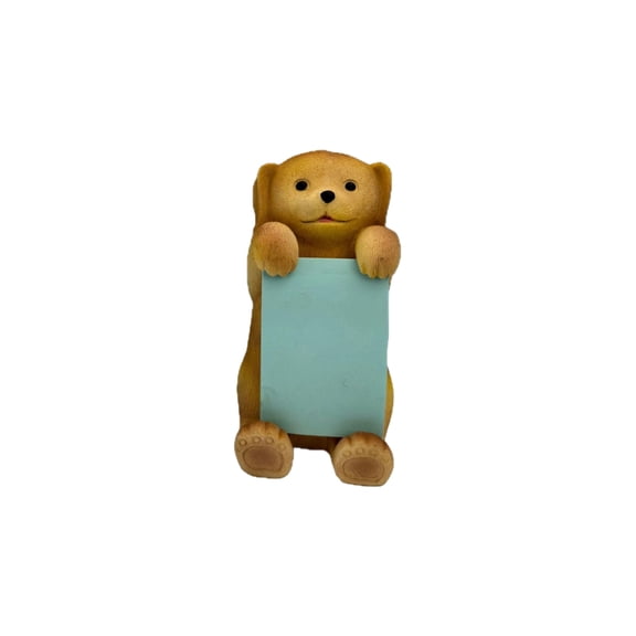 Resin Dog Shaped Pop Up Note Dispenser for Desk Organization Decorative Office and Home Accessory Gift Idea, Earth-Yellow