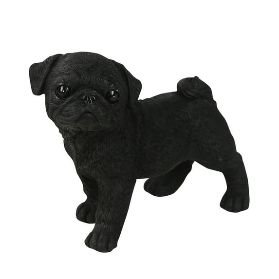 Resin Dog Statue Decoration Miniature Craft Nonslip Animal Ornaments Pug Figurine Sculpture for Auto Dashboard Desk Indoor Living Room Lawn Black
