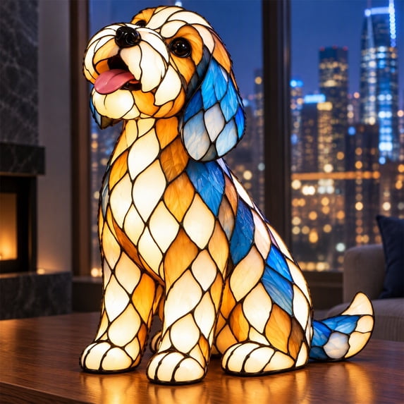 Cur Gift Resin Dog Table Lamp, 6.7