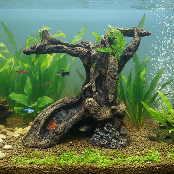 Resin Driftwood Tree Ornament, Natural Brown Aquarium Decoration, Fish Tank Rockery Landscape Decor for Aquarium and Reptile Habitat