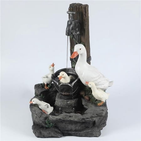 Resin Duck Family Outdoor Patio Fountain