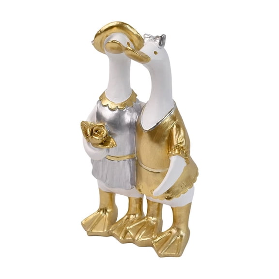 Resin Duck Figurines For Couples Home Decor White Tabletop Ornament 1 Pack