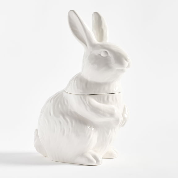 Resin Easter Bunny Cookie Jar, Easter Decorations Cute Rabbit Candy Dish for Spring Holiday Decor, Farmhouse Kitchen Treat Storage, Rustic Home Table Ornament, Gift