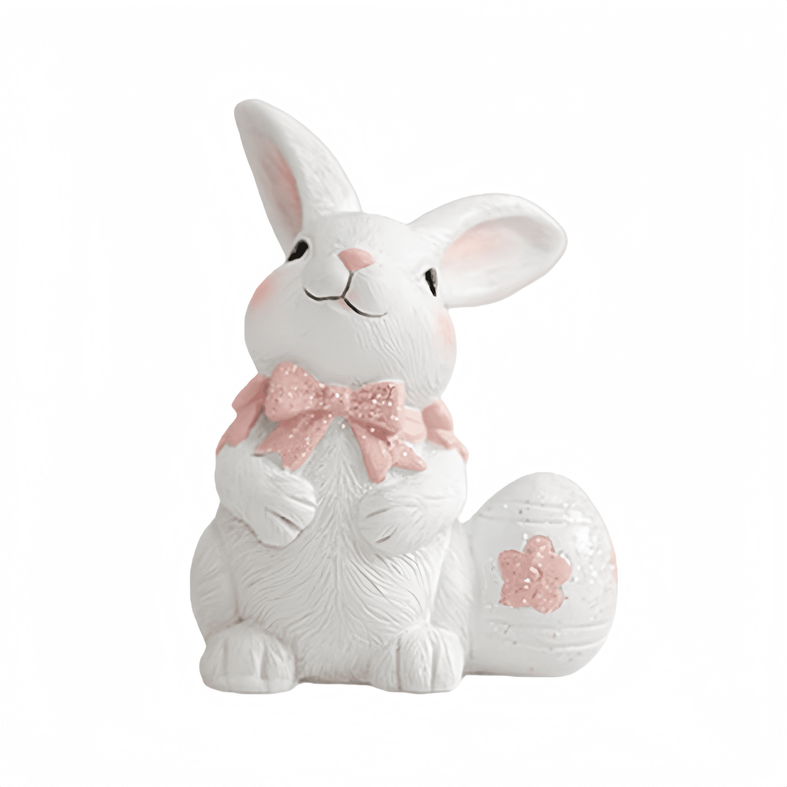Resin Easter Bunny Holding Eggs White Adorable Rabbit Easter Egg Home Decor Ornament