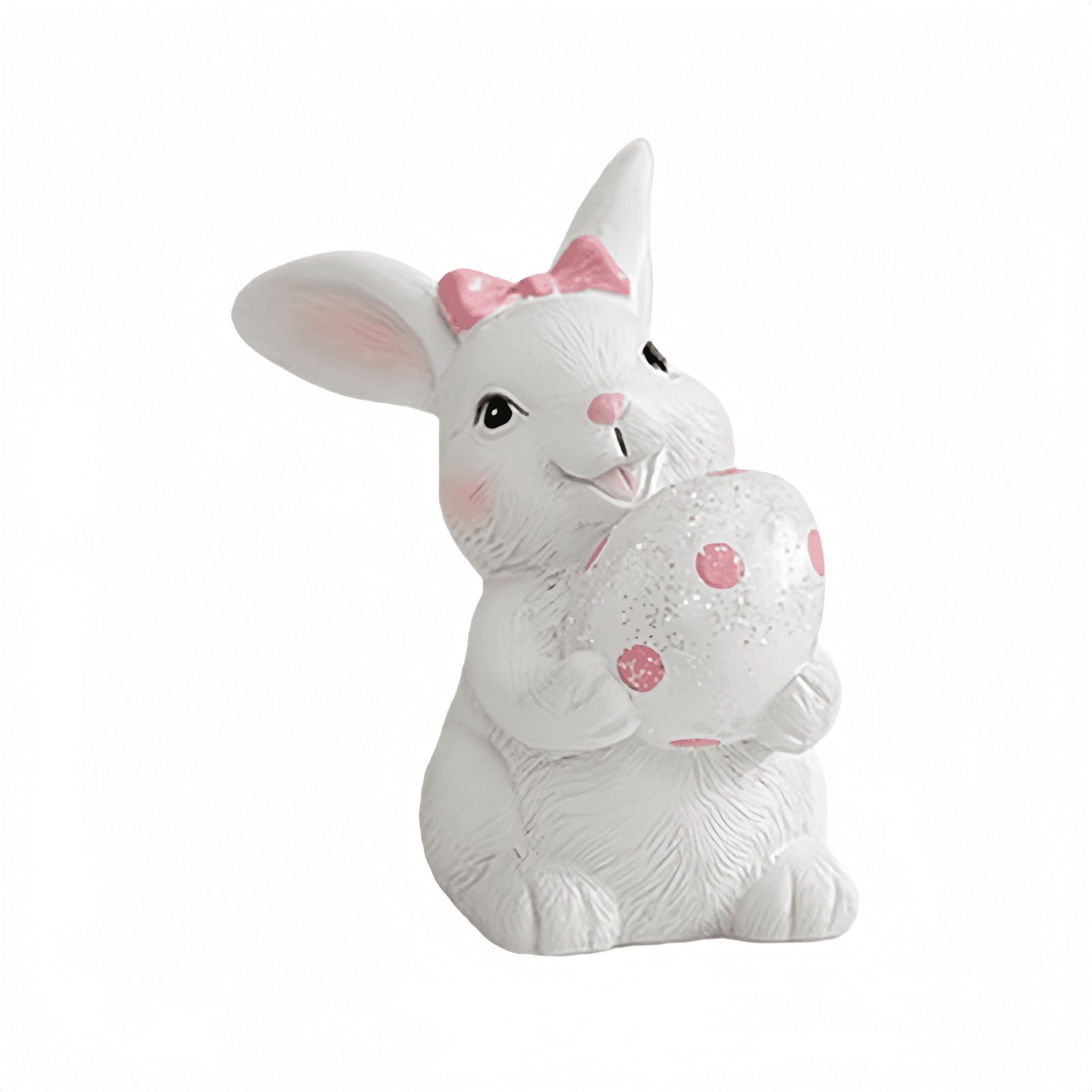 Resin Easter Bunny Holding Eggs White Adorable Rabbit Easter Egg Home Decor Ornament