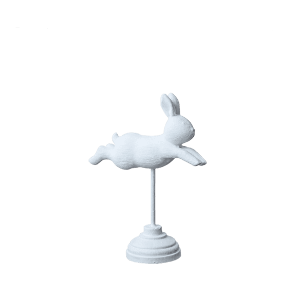 Resin Easter Bunny Standing Animal Sculpture Statue, Retro Vintage Tale Gift, Spring Home Decor Tabletop Garden Ornament for Easter Festival Celebration,White