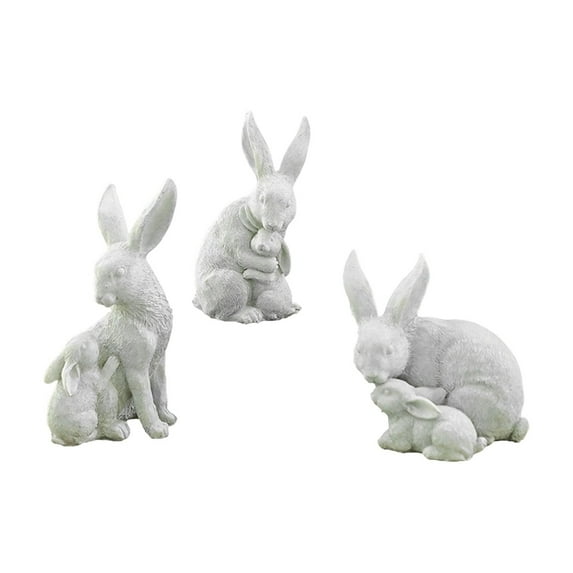 Resin Easter Bunny Statue - Realistic Vintage Rabbit Sculpture, Rustic Country Fairy Tale Decor for Garden, Shelf & Storybook Gift B