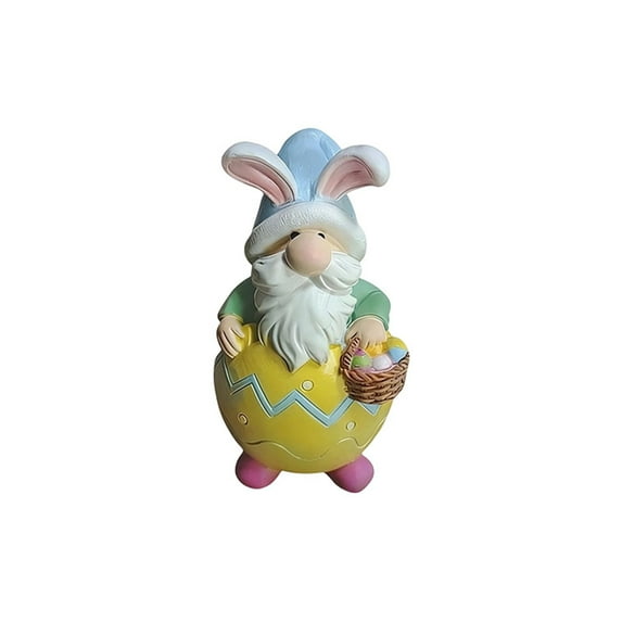Resin Easter Gnome with Rabbit Ears and Egg Body – Whimsical Holiday Decor for Easter, Spring Season, or Kids’ Room – 5.12in Tall Garden Ornament