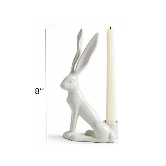 Resin Easter Rabbit Candle Holder, Festive Tabletop Decor and Candle Stand for Seasonal Centerpieces, Spring Holiday Ambiance Creator for Mantel, Shelf, and Easter Celebration Display