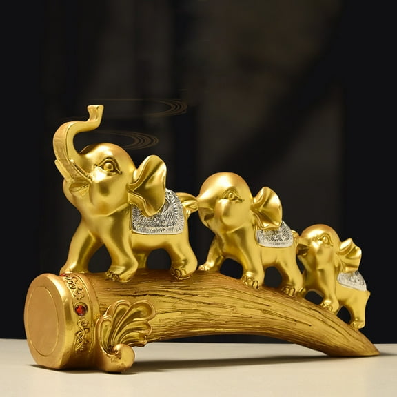 Resin Elephant Figurines Set of 3, Indoor Decorative Statue for Living Room, Mantel & Tabletop, Non-Electric, Festive Gift for Christmas, Thanksgiving, Valentine's Day