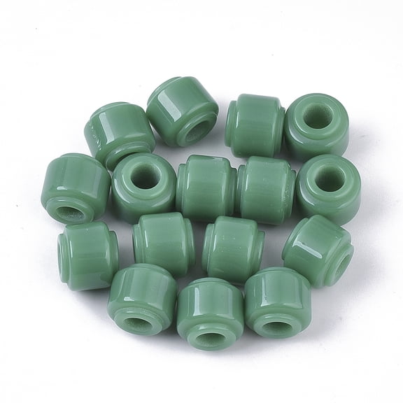 Resin European Beads Large Hole Beads Column Medium Sea Green 11x10mm Hole: 5mm