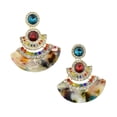 thumbnail image 1 of Resin Fan Drop Earrings with Stone, Multicolor, 2-Inch, 1 of 1