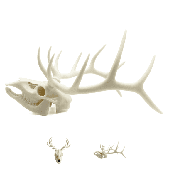 Resin Faux Deer Skull with Antlers, Fake Deer Skull Replica with Display Stand, Dark Aesthetic Decor for Hunting Themed Room Ornament B