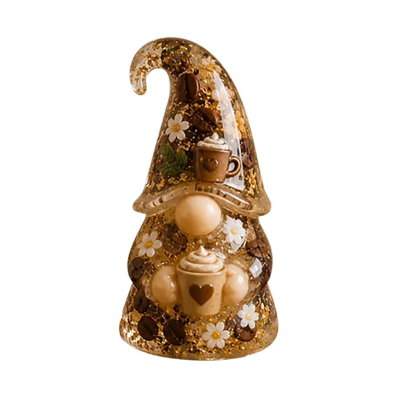 Resin Figurine Gold Accent Coffee Themed Tabletop Accent for Home Shelf and Mantel Decor