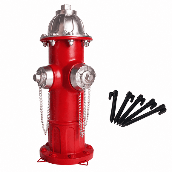 Resin Fire Hydrant Garden Statue, 14.5 in Outdoor Dog Pee Post with Ground Stakes, Decorative Puppy Potty Training Marker for Lawn Yard Garden