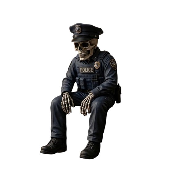 Resin Fireman Skeleton Ornament In Sitting Position Firefighter Skeleton Shelf Sitter For Motorcycle Or Shelf Display