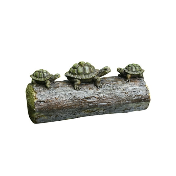 Resin Floating Three Turtles on Driftwood for Garden Pond and Pool Decoration