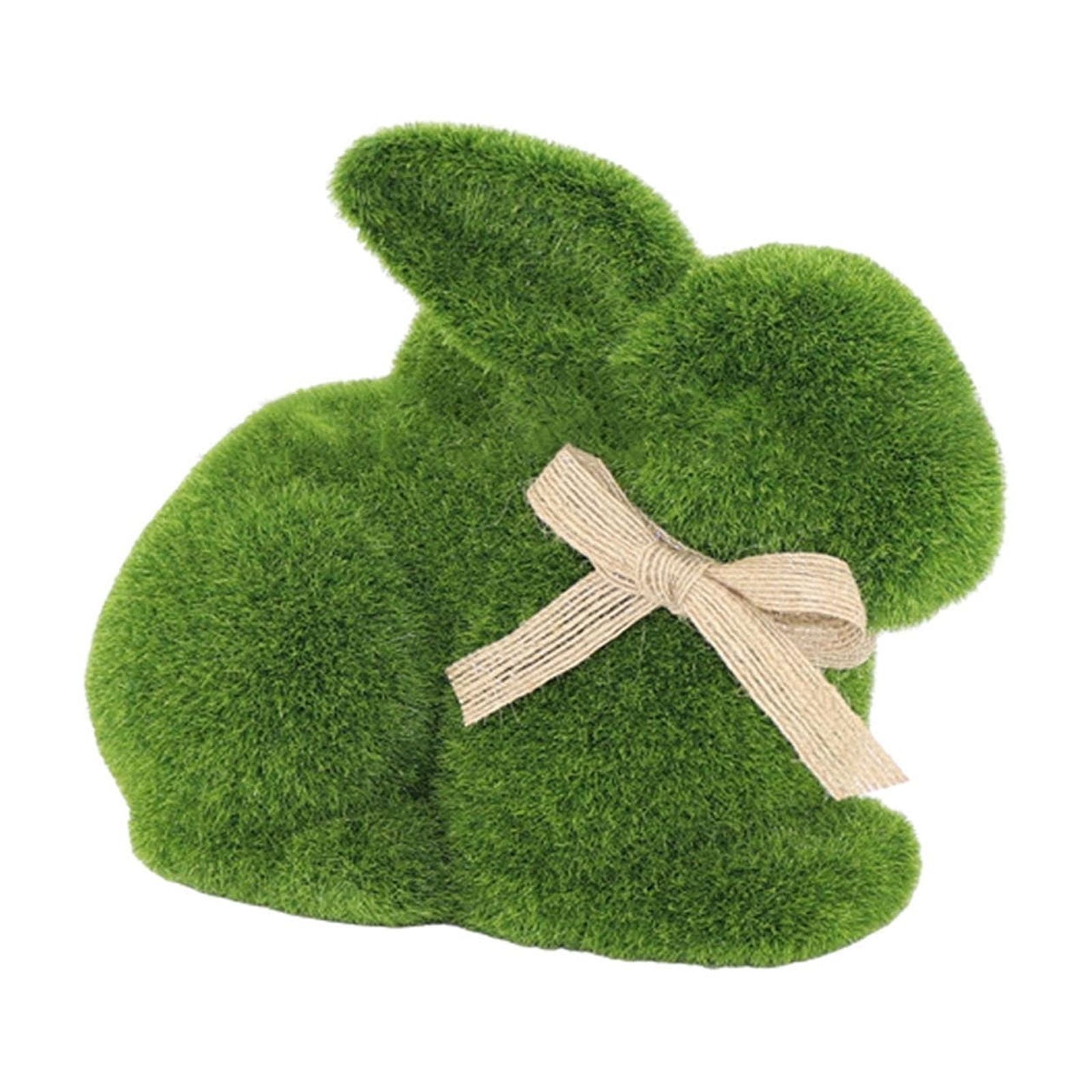 Resin Flocked Bunny Figurines with Green Moss, 2025 Easter Decorations ...